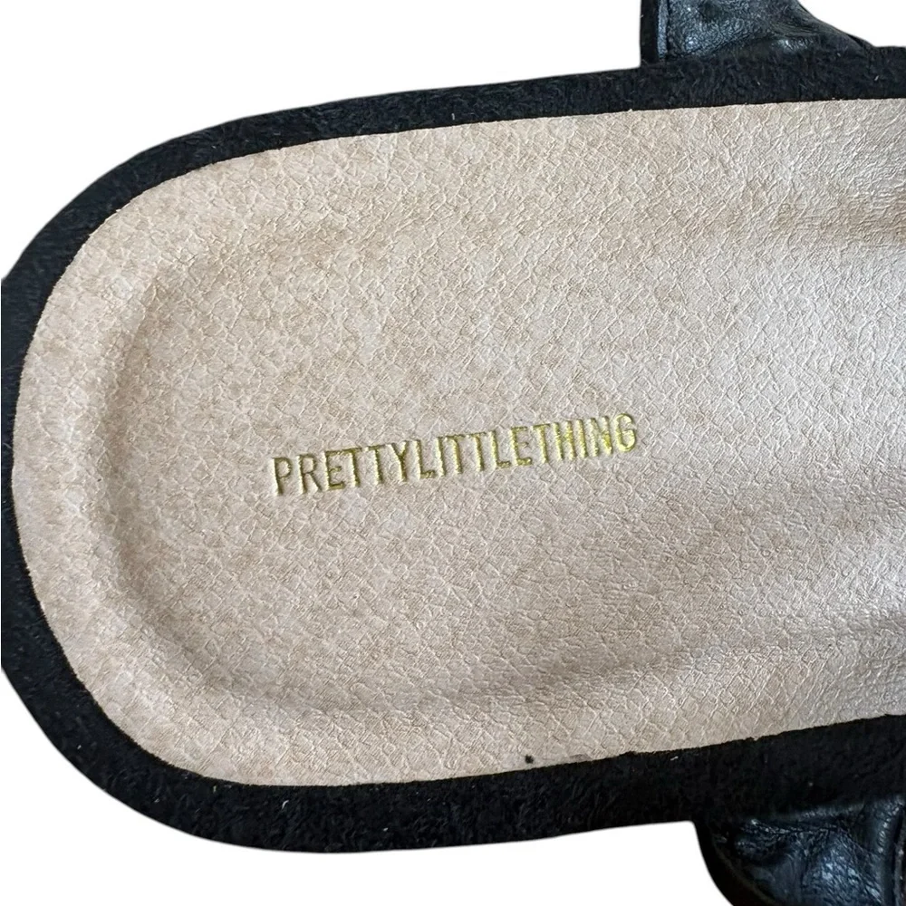PrettyLittleThing Black Espadrille Platform Wrap Sandals with Tan Jute Sole